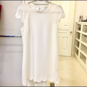 Scallop hem white dress