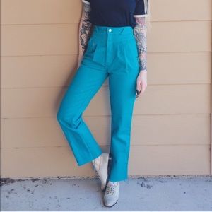 Teal denim high waisted vintage mom jeans