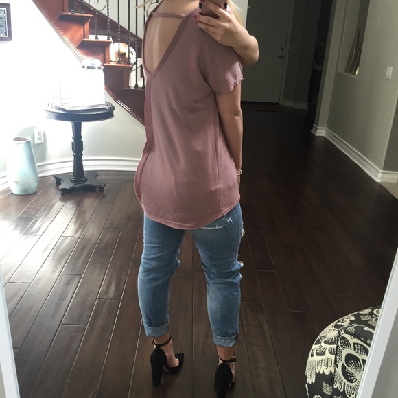 🆕 LAST//Mauve Distressed Terry Tee - Picture 6 of 8