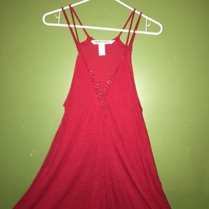 Red cross tie mid length tank