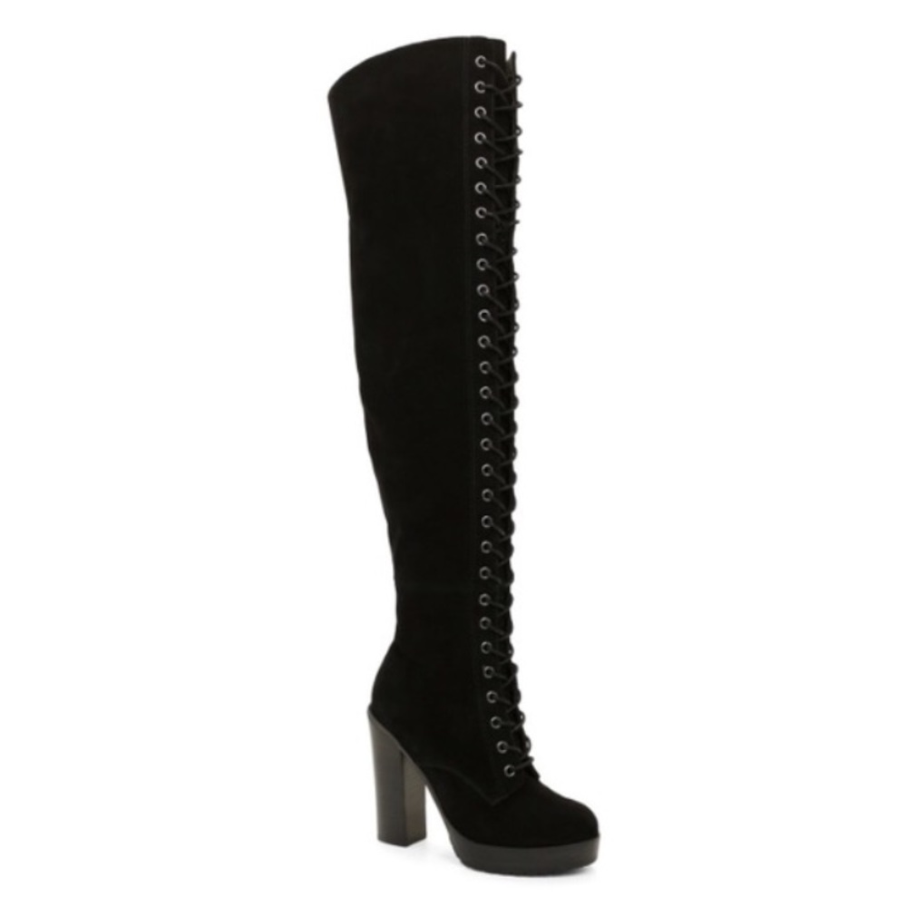 Aldo thigh high lace up boots