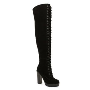 Aldo thigh high lace up boots