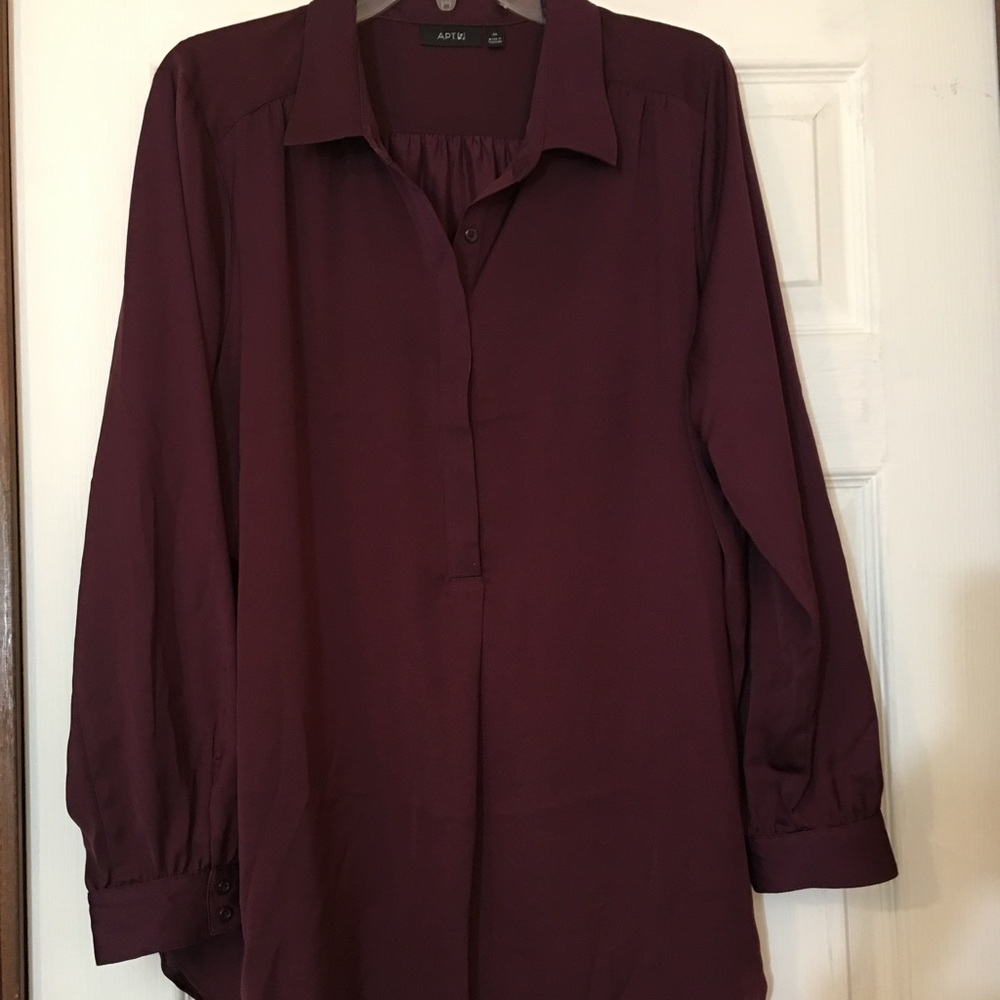 Apt 9 Wine Silk Tunic