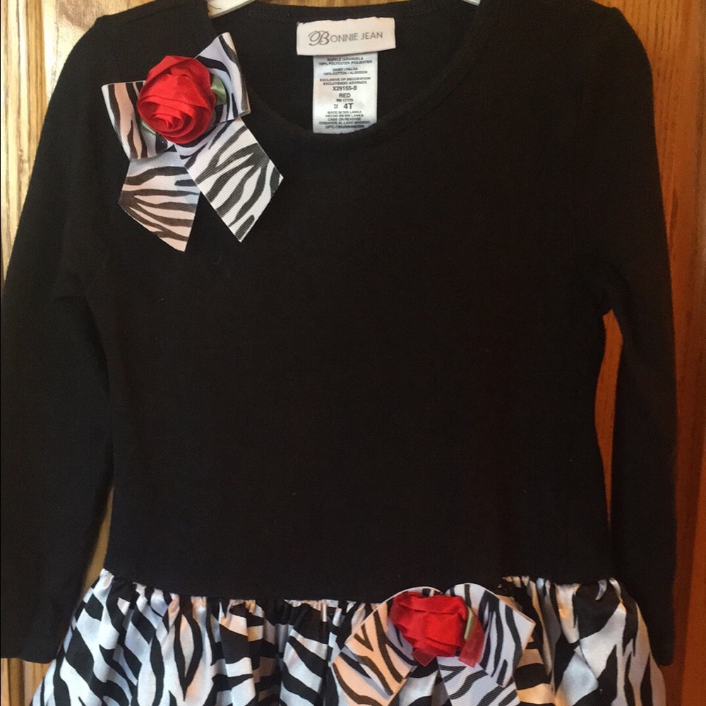 Bonnie Jean black zebra tutu dress4/4T