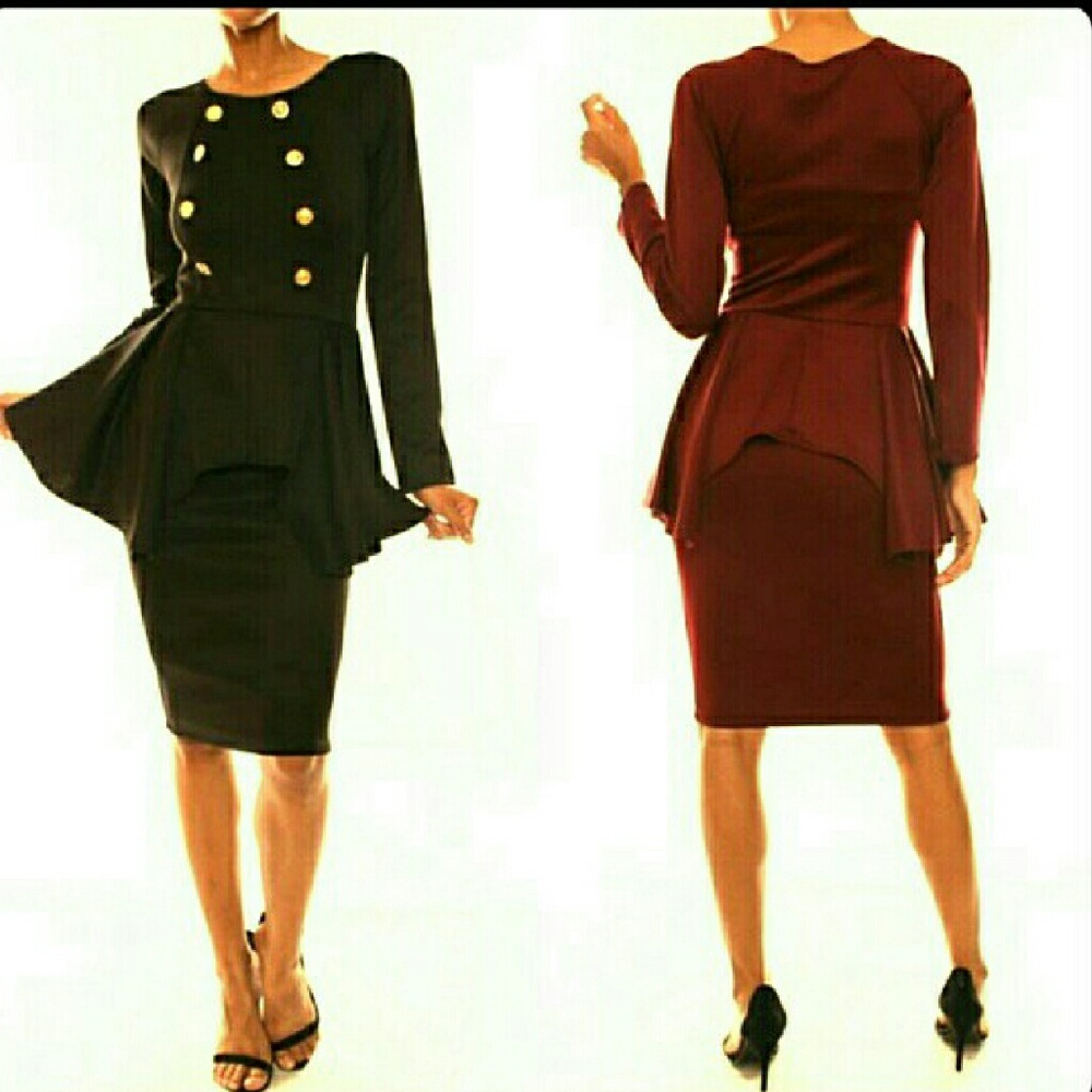 PePlum dress w/gold buttons down in front...