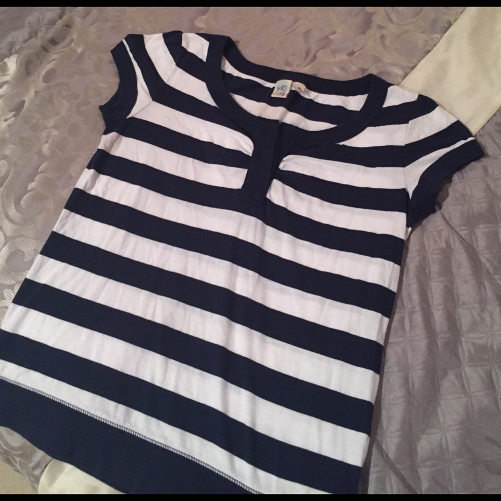 Navy & White striped Top
