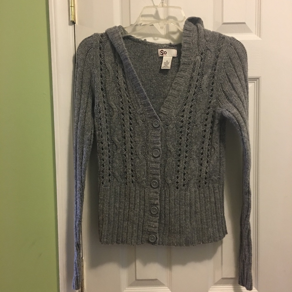 Grey hooded cardigan