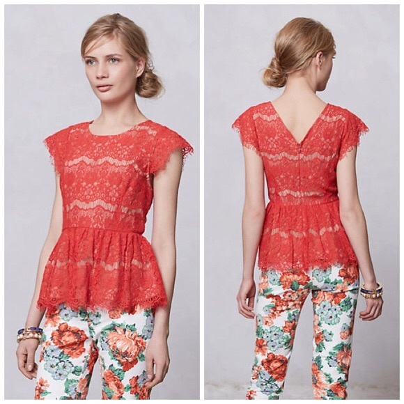 Anthropologie Tops - 30% OFF BUNDLES Maeve Katrina Lace Peplum Top EUC