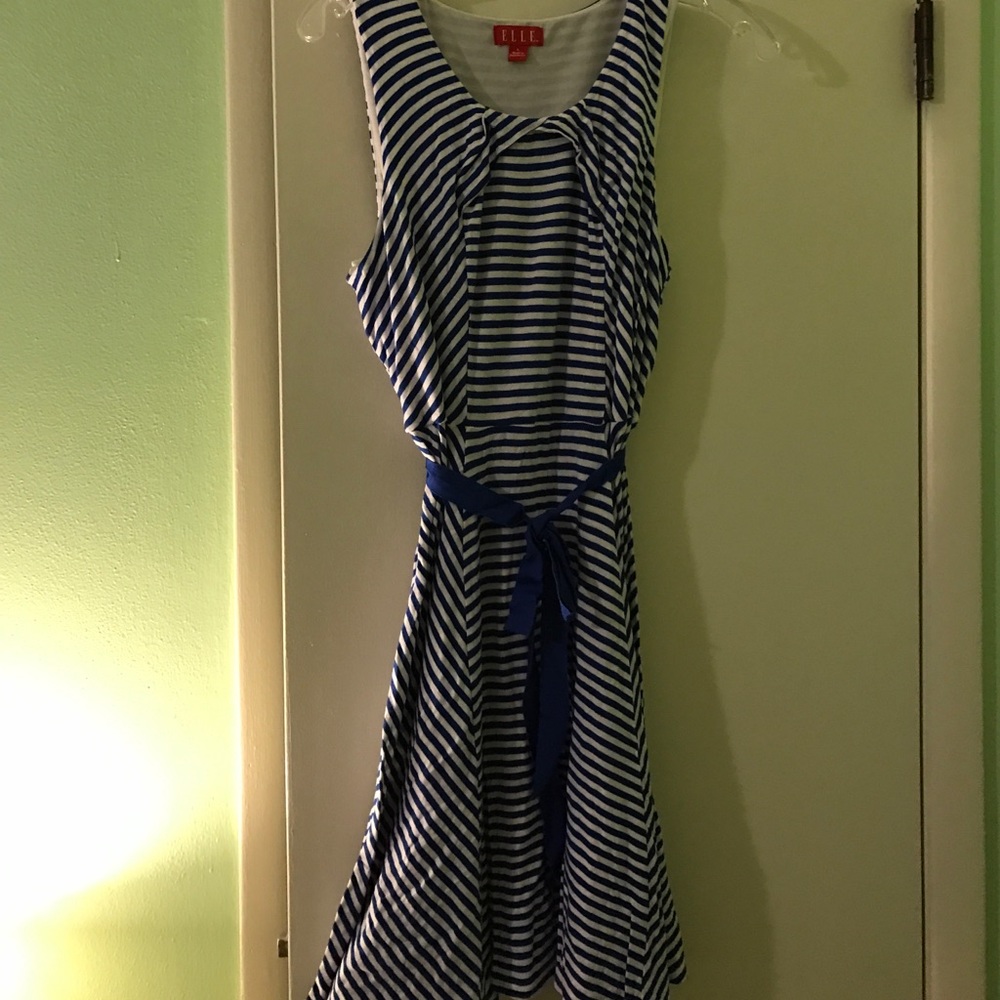 Blue and white dress