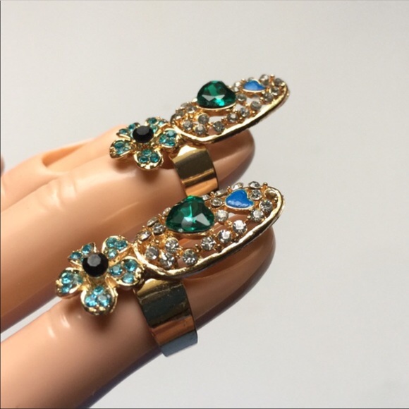 Free Gift 🎁 new pink blue green nail art ring gem - Picture 4 of 8