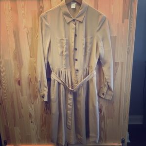 J Crew khaki silk belted shirtdress