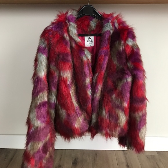 multicolor fur jacket