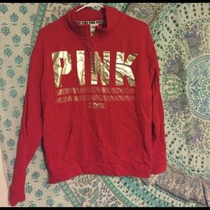 Half zip pink hoodie