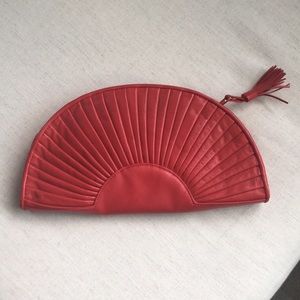 Vintage red fan clutch