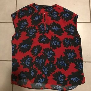 J Crew red floral top, size 8