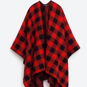 Plaid Poncho Zara