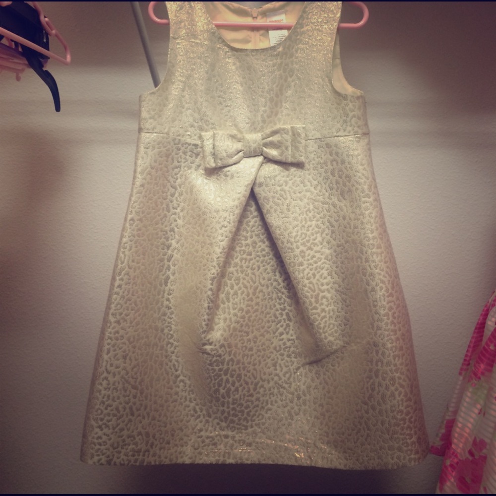 Gymboree Formal White and Gold Leopard Dress