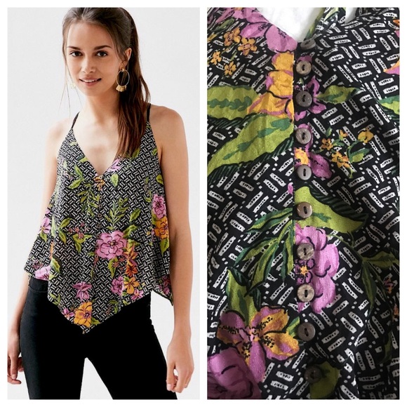 NWT UO Floral Flowy Racerback Cami LAST ONE SIZE L - Picture 2 of 2