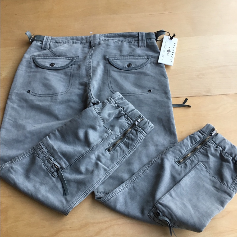 Anthropologie grey cropped skinny cargo pants