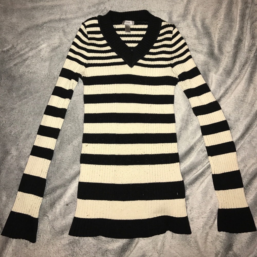 Black and white striped sweater