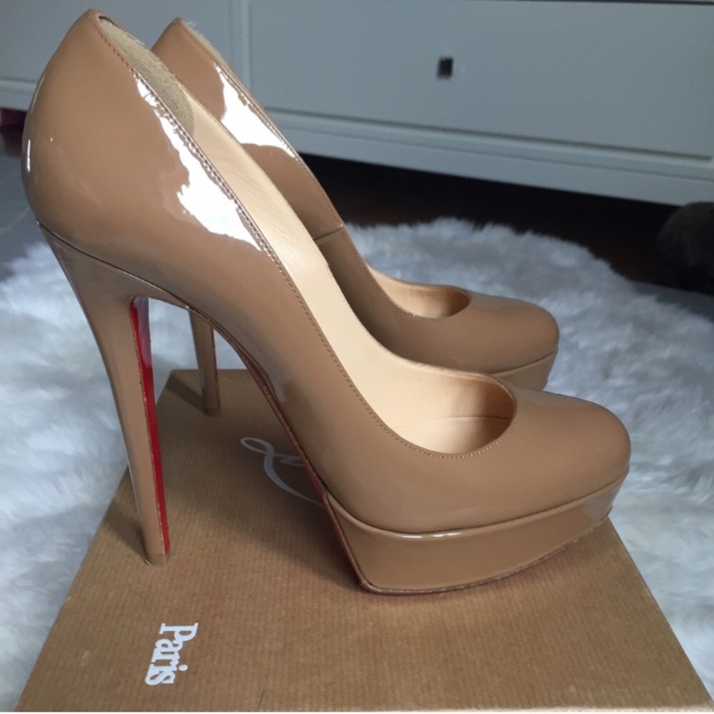 Christian Louboutin Bianca 140 Camel Patent Heels