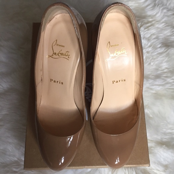 Christian Louboutin Bianca 140 Camel Patent Heels - Picture 3 of 6