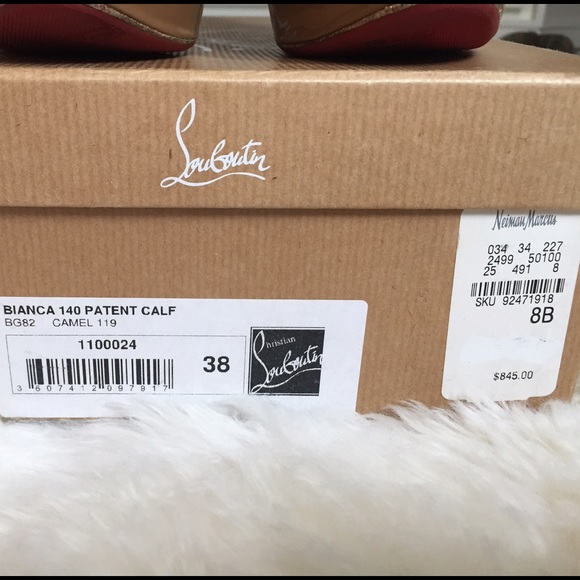 Christian Louboutin Bianca 140 Camel Patent Heels - Picture 5 of 6