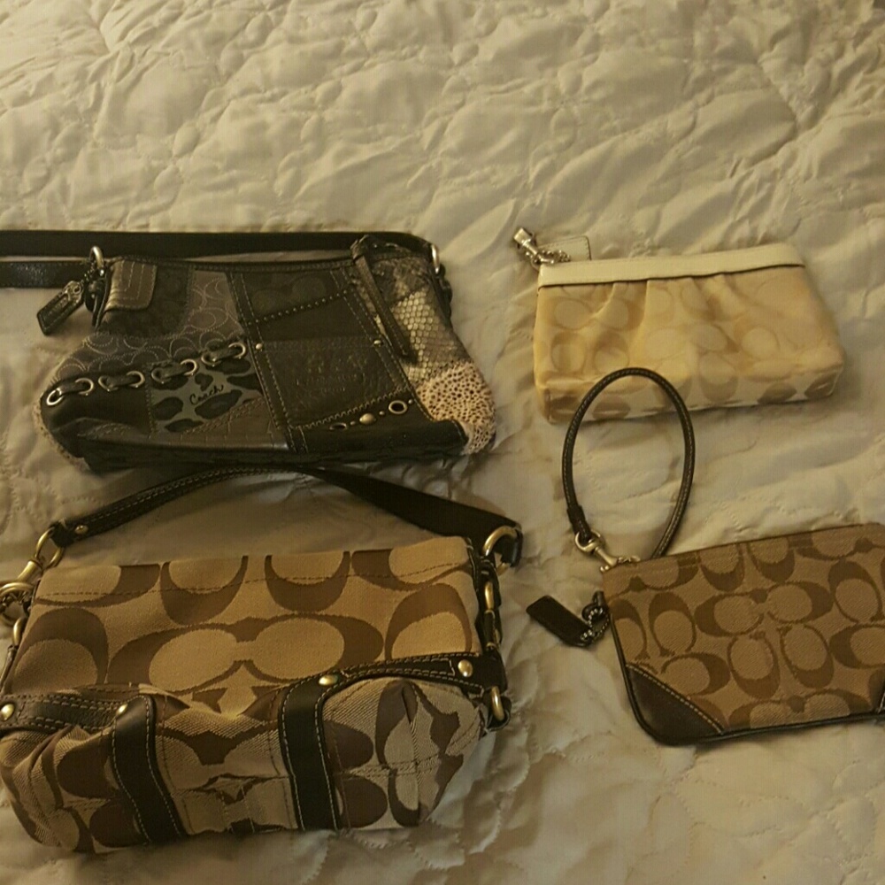 Lot of 2 small coach bags and 2 wristlets