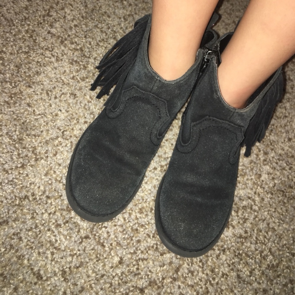 girls black Justice fringe boots