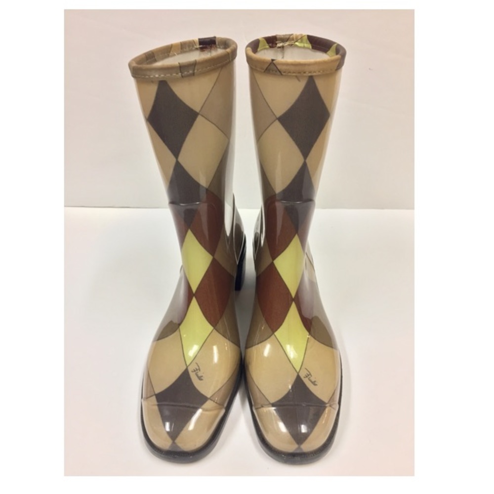 EMILIO PUCCI RAIN BOOTS ARGYLE DIAMONDS SIZE 39