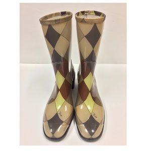 EMILIO PUCCI RAIN BOOTS ARGYLE DIAMONDS SIZE 39
