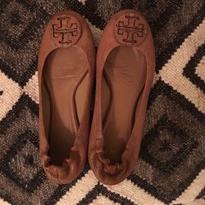 Authentic Tory Burch brown leather flats