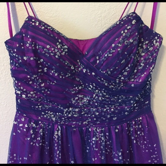 Adrianna Papell Purple Sparkle Ball Gown - Picture 3 of 8