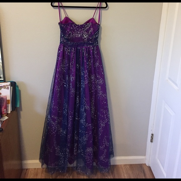 Adrianna Papell Purple Sparkle Ball Gown - Picture 4 of 8