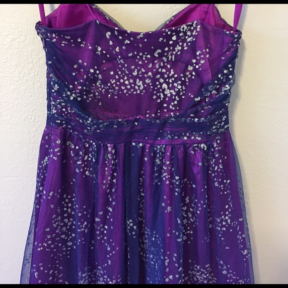 Adrianna Papell Purple Sparkle Ball Gown - Picture 5 of 8