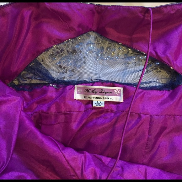 Adrianna Papell Purple Sparkle Ball Gown - Picture 6 of 8