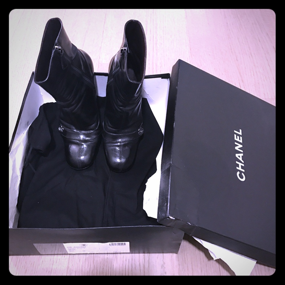 Authentic Chanel Black Boots Sz 36.5