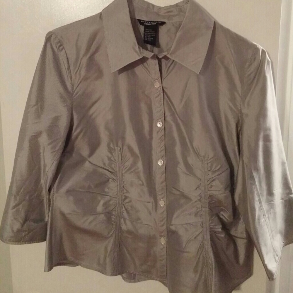 Navy Pin-striped silk blouse