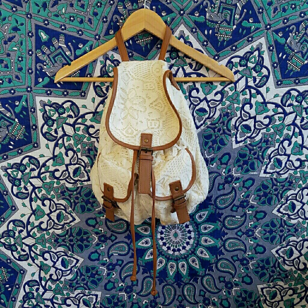 Small Cream Lace Backpack