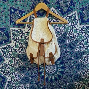 Small Cream Lace Backpack