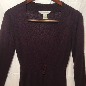 Plum-purple knitted cardigan