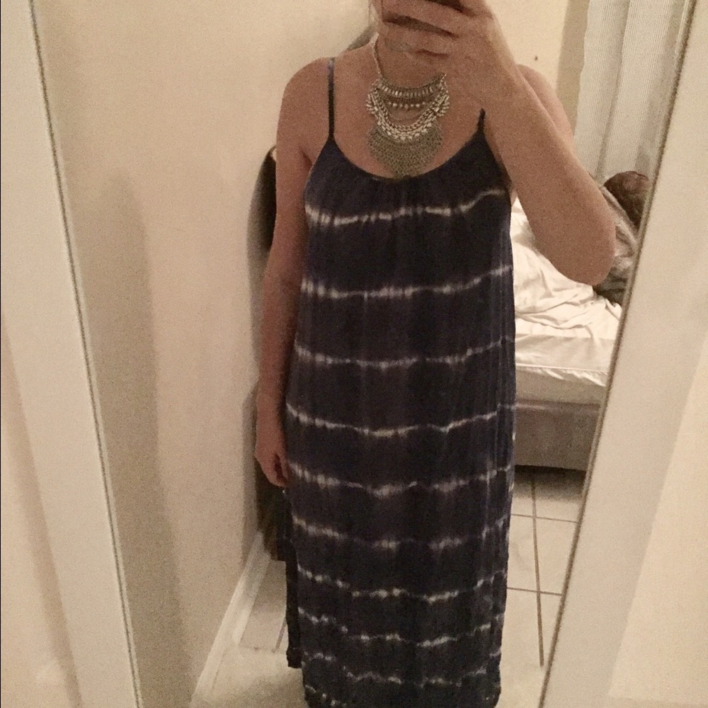Blue and white tie dye maxi dress