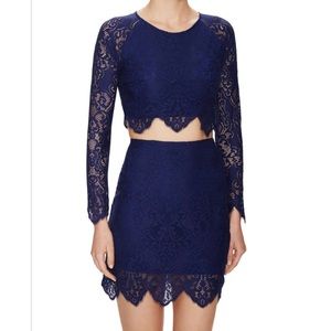 For Love and Lemons Lace Crop Top and Mini Skirt