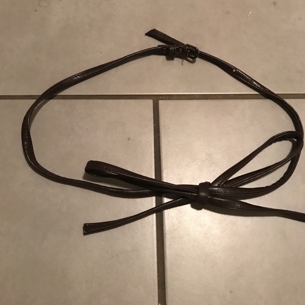 Brown leather bow belt