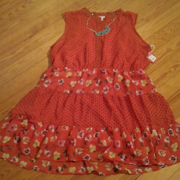 NWT PLUS SIZE Mossimo Red Floral Dress - Picture 1 of 4