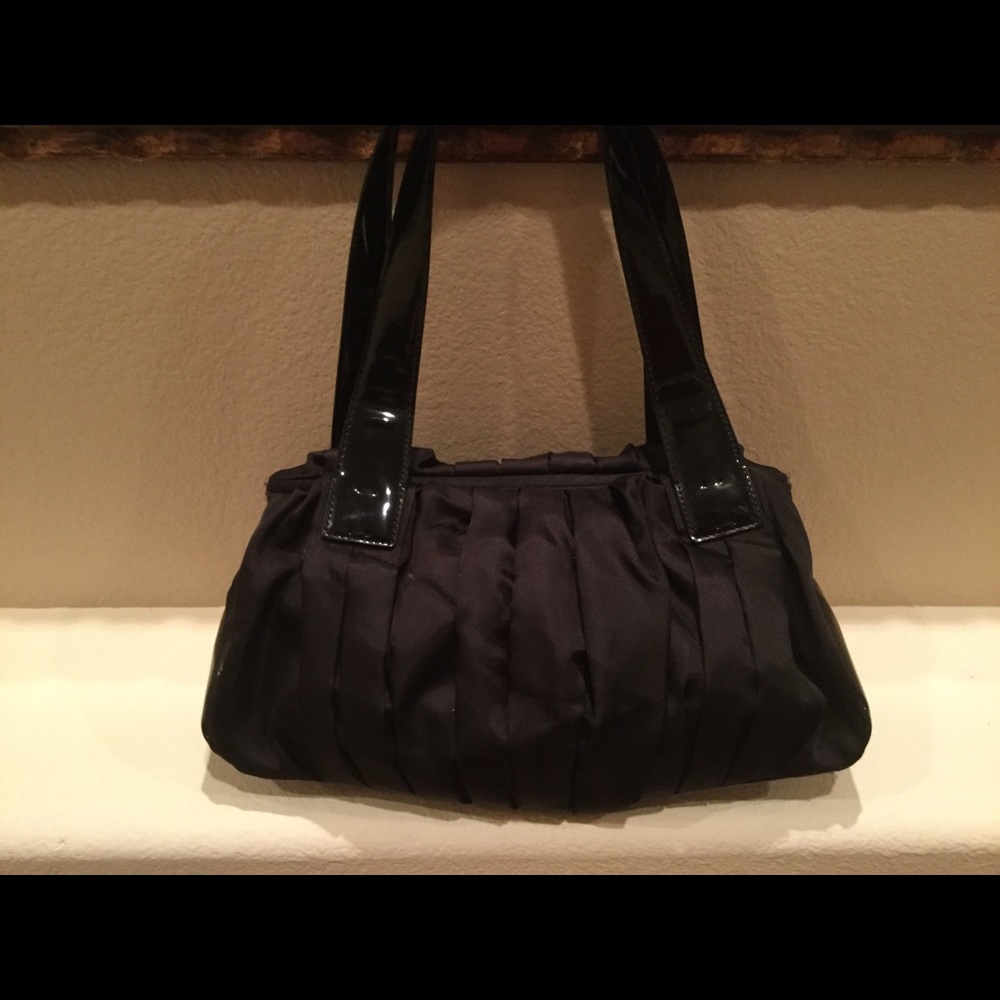 Black Fabric & Patient Leather Bag