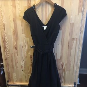 DVF black wool wrap dress