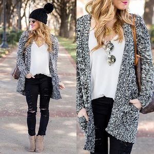 BP Nordstrom Black & White Cardigan with Pockets
