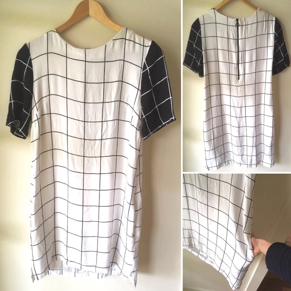 Topshop Windowpane Check Shift Dress size 4