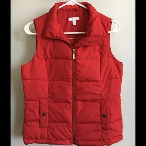 Red puffer vest